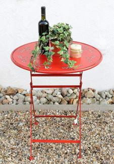 DanDiBo Tisch Bistrotisch Rot Rund Ø 65 cm Klapptisch Gartentisch Metall Passion Eisentisch Balkontisch