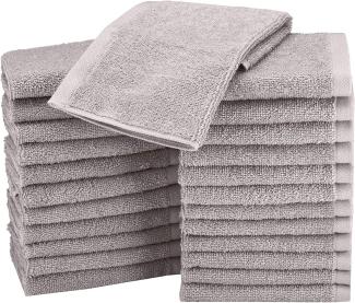 Amazon Basics Waschlappen / Mini Handtücher-Set aus Baumwolle, 24er-Pack - Schnelltrocknend, Ausbleichsicher und Wasserabsorbierend, 30L x 30B cm, Grau