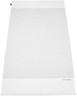 Schiesser Hamamtuch / Strandtuch / Badetuch Rom mit Fransen 100 x 180 cm, 100% Baumwolle, Farbe: Weiß-Anthrazit