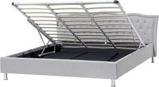 Polsterbett Leinenoptik grau mit Bettkasten hochklappbar 180 x 200 cm METZ