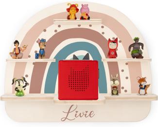 Kidsmood Toniebox Regal für Kinderzimmer, personalisiert mit Wunschnamen, Wandregal zur Aufbewahrung von Musikbox und Toniefiguren [50x40x17,5 cm]
