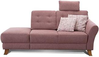 Cavadore Recamiere Trond mit Federkern / Modernes Sofa im Landhausstil mit Armteil rechts / Inkl. Kopfstütze und Rückenkissen / 194 x 89 x 92 / Flachgewebe rosa