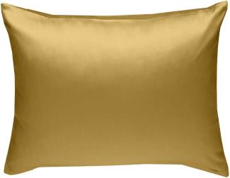 Bettwaesche-mit-Stil Mako-Satin / Baumwollsatin Bettwäsche uni / einfarbig gold Kissenbezug 60x80 cm