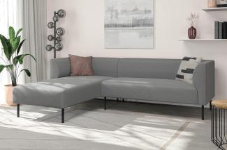 byLIVING Kadri Sofa/Webstoff grau/Beine Metall schwarz/Taschenfederkern im Sitz, 169 x 234, H 75 cm
