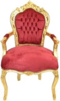Casa Padrino Barock Esszimmer Stuhl Bordeaux / Gold mit Armlehnen ´- Möbel Interior - Handgefertigt im Antik Stil