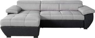 Mivano Schlafsofa Speedway / Moderne Couch in L-Form mit Bett, Bettkasten und verstellbaren Kopfteilen / 267 x 79 x 170 / Zweifarbig: Grau-Schwarz