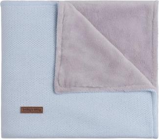 BO Baby's Only - Gitterbettdecke aus Baumwolle mit Teddyfutter - TOG 2.1-100x135 cm - für Jungen und Mädchen - Puderblau