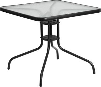 Flash Furniture Terrassentisch, Stahl, Glas, Kunststoff, durchsichtig/schwarz, 1 Pack
