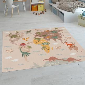 Paco Home Kinderteppich Teppich Kinderzimmer Spielteppich Junge Mädchen Modern rutschfest, Grösse:160x220 cm, Farbe:Beige 2