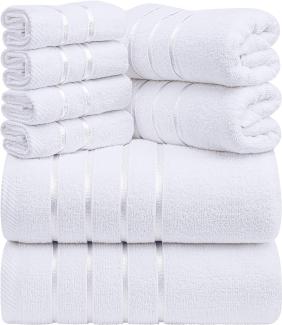 Utopia Towels - 8er-Pack Handtuch-Set mit Aufhängeschlaufe aus 97% Baumwolle, saugfähig und schnell trocknend 2 Badetücher, 2 Handtücher, 4 Waschlappen (Weiß)