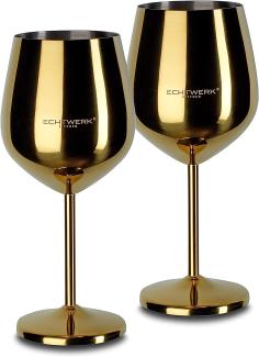 Echtwerk Weinglaser bruchsichere Weingläser/Weinkelche aus Edelstahl 2tlg, 21x 7,3cm, 0,5L Gold