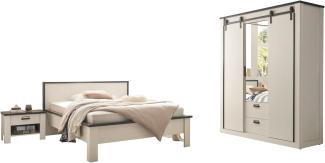 Schlafzimmer komplett Set Stove in weiß Pinie Landhaus Liegefläche 140 x 200 cm