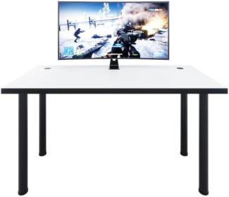 Gaming Tisch CODE X1, 135x73-76x65, weiß/schwarze Beine