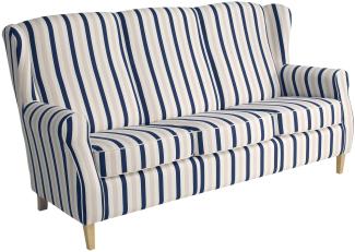 Sofa 3-Sitzer Karlen Bezug Flachgewebe Buche natur / blau 22076