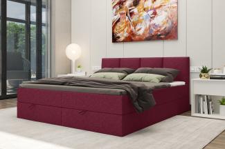 99rooms Alvaro Boxspringbett 160x200 cm Webstoff MALMO_NEW Bordeaux ohne Topper