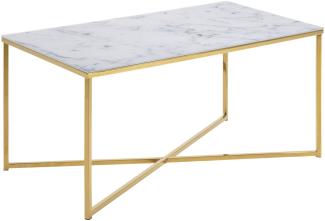 Alisma Couchtisch Marmor Print weiß Holz Wohnzimmer Beistelltisch Tisch Sofa
