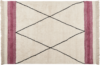 Teppich Baumwolle beige rosa 160 x 230 cm geometrisches Muster Kurzflor AFSAR