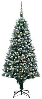 vidaXL Künstlicher Weihnachtsbaum mit LEDs Kugeln Zapfen 210 cm, Mit Beleuchtung [3077704]