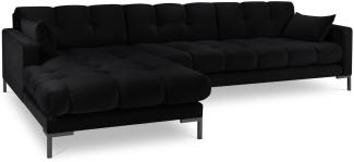 Micadoni 5-Sitzer Samtstoff Ecke links Sofa Mamaia | Bezug Black | Beinfarbe Black Metal