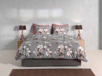 Zo! Home Flanell Bettwäsche 155x220 cm Ella grey Rosen Blumen weiß grau taupe