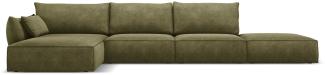 Micadoni 5-Sitzer Ecke links Sofa Kaelle | Bezug Green | Beinfarbe Black Plastic