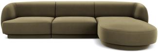 Micadoni 4-Sitzer Samtstoff Ecke rechts Sofa Miley | Bezug Green | Beinfarbe Black Plastic