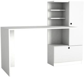 'Merinos' Schreibtisch mit Regal, Weiß, 150 x 120 x 60 cm