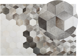 Teppich Kuhfell grau / weiß 140 x 200 cm geometrisches Muster Kurzflor SASON