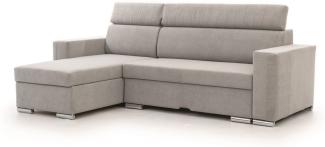 Ecksofa Schlafsofa Sofa CANTON in Stoff Camelia Hellgrau Ottomane Links