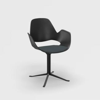 Stuhl mit Armlehne FALK schwarz Kolumne Pulverbeschichteter schwarzer Stahl Sitzpolster dunkelgrau