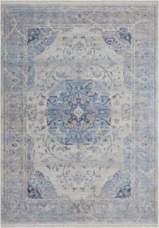 Casa Padrino Vintage Teppich Blau / Grau - Verschiedene Größen - Rechteckiger Wohnzimmer Teppich - Deko Accessoires