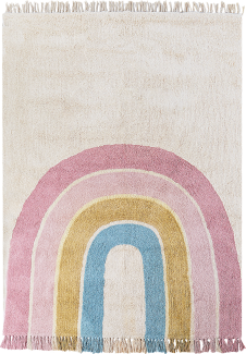 Kinderteppich Baumwolle beige mehrfarbig 140 x 200 cm Regenbogenmuster Kurzflor TATARLI