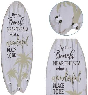 Plankenschild Surfboard 100 cm mit Kleiderhaken Holzbild Beach Surfbrett Wandbild Garderobenhaken Jackenhaken Kleiderhaken Wandbilder Holz Wanddekoration Wandschild