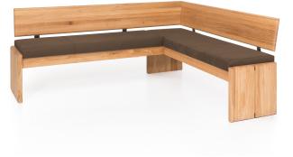 Möbel-Eins SCOTT Eckbank mit Truhe, Material Massivholz/Bezug Kunstleder Kernbuche 192 x 167 cm nougat