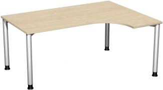 PC-Schreibtisch '4 Fuß Flex' rechts, höhenverstellbar, 160x120cm, Ahorn / Silber