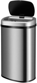 Juskys Automatik Mülleimer mit Sensor 60L - elektrischer Abfalleimer, Bewegungssensor, automatischer Deckel, wasserdicht, rechteckig, Küche - Silber