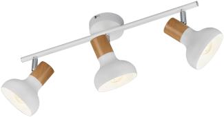 LED Deckenstrahler aus Metall in Weiß & Holzoptik, Breite 47cm