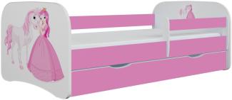 Kinderbett Jona inkl. Rollrost + Matratze + Bettschublade in weiß, blau, rosa oder grün 70*140 cm Rosa