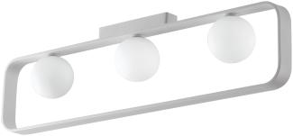 LED Deckenleuchte 3 flammig Metall Weiß & Opal Glaskugeln, 80cm breit
