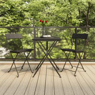 vidaXL 3-tlg. Bistro-Set Klappbar Schwarz Poly Rattan