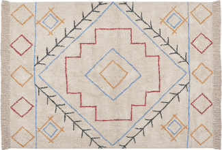 Teppich Baumwolle mehrfarbig 160 x 230 cm geometrisches Muster Kurzflor KUSKAN