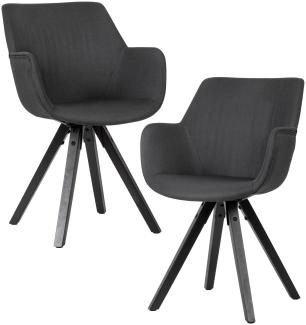 KADIMA DESIGN Esszimmerstuhl-Set ESENZIA - Moderne Design Stühle mit flexibler Sitzschale und Armlehnen für höchsten Komfort. Farbe: Schwarz, Material: Stoff