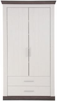 Garderobenschrank Corela in Pinie weiß und Wenge Landhaus Schuhschrank 107 x 201 cm