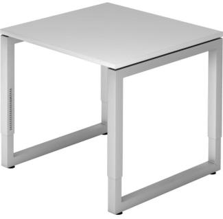 Schreibtisch RS08 O-Fuß eckig 80x80cm Grau Gestellfarbe: Silber