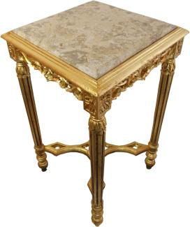 Casa Padrino Barock Beistelltisch Eckig Gold mit Creme Marmorplatte 40 x 40 x H 72. 5 cm Antik Stil - Telefon Blumen Tisch