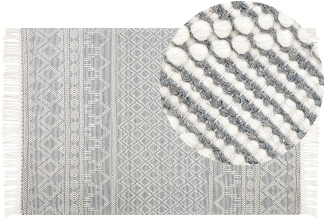 Teppich Wolle beige grau 200 x 300 cm geometrisches Muster SOLHAN