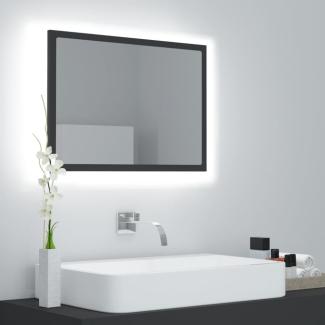 LED-Badspiegel, Spanplatte Grau, 60 x 8,5 x 37 cm