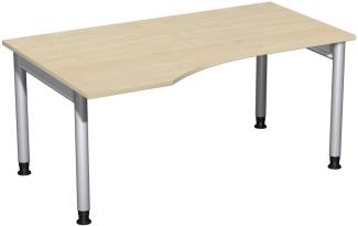 PC-Schreibtisch '4 Fuß Pro' links, höhenverstellbar, 160x100cm, Ahorn / Silber