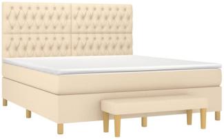 vidaXL Boxspringbett mit Matratze Creme 180x200 cm Stoff