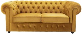 3-Sitzer Sofa 'Chesterfield', Samt safrangelb 198 cm